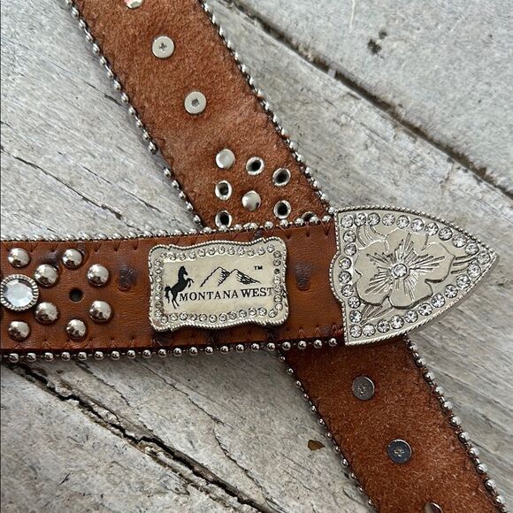 Y2k Vintage Montana West Blinged Out Cross Western Belt - Picture 2 of 6